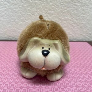 Vintage fuzzy dog coin bank