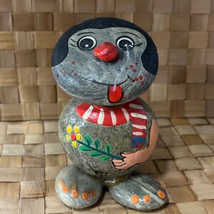 Vintage Collectible Painted Rock Rabbit/Man Paperweight