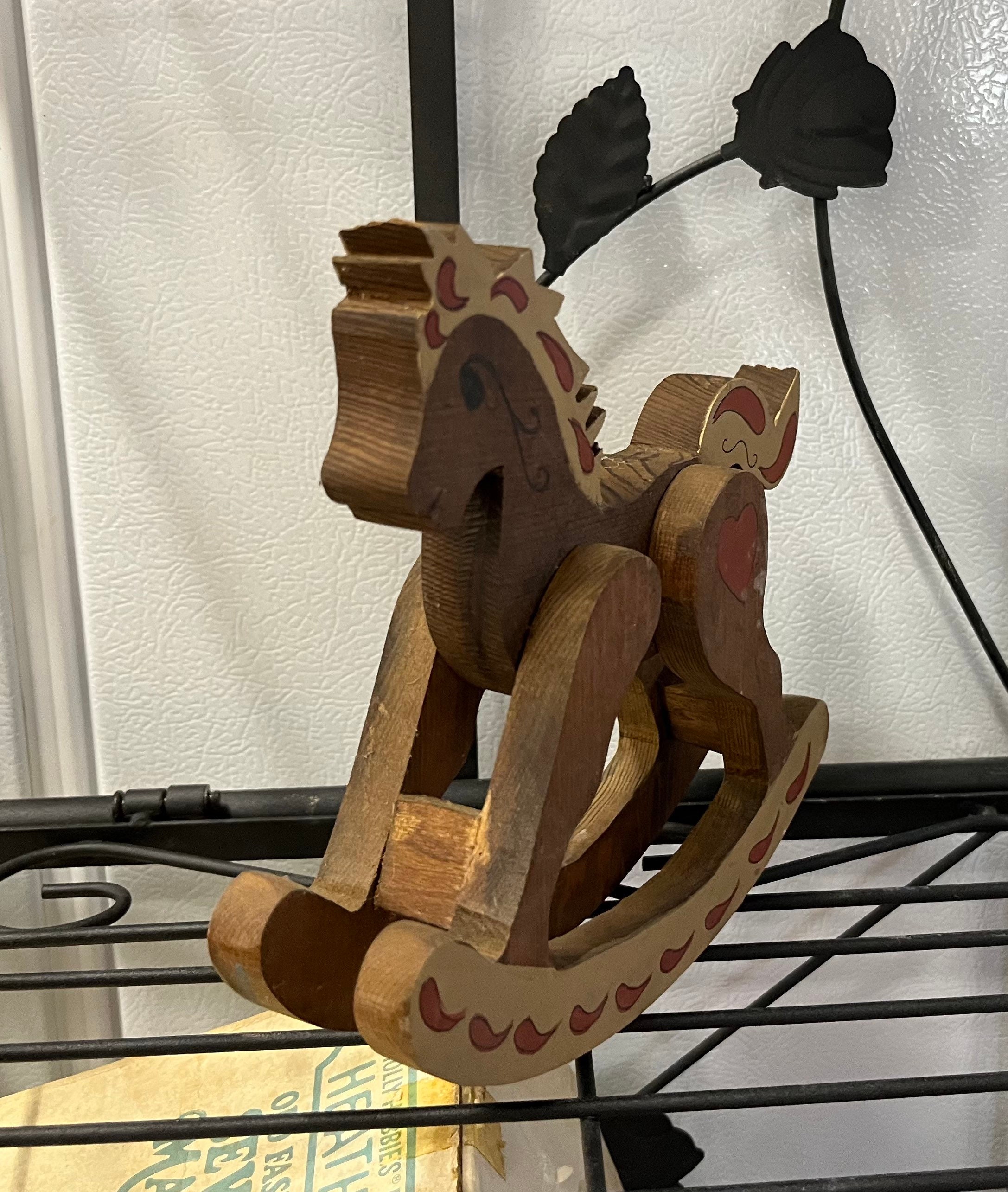 Vintage Collectible Wooden Rocking Horse Decor With Heart Etsy