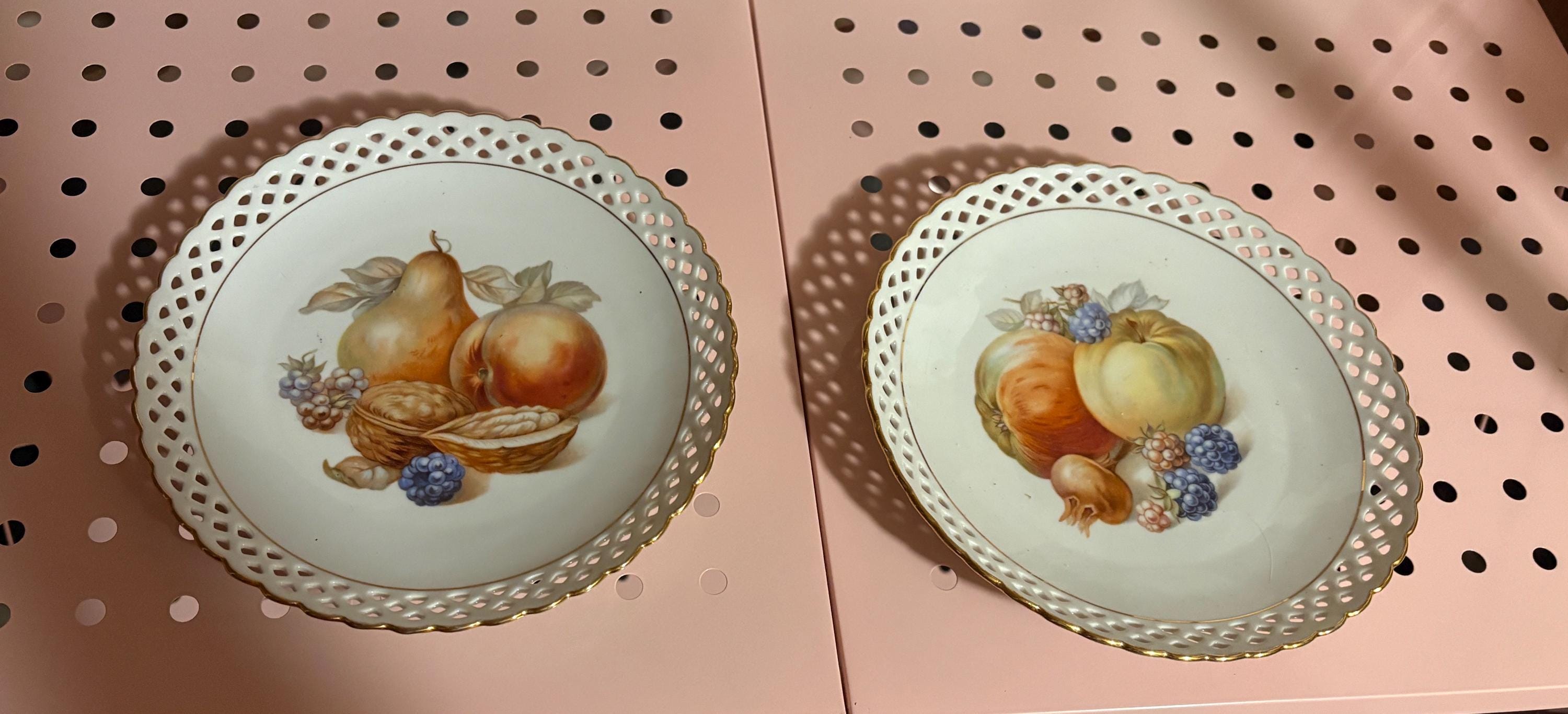 Vintage 2 Schumann Arzberg Bavaria Lattice 7” Fruit & Nut Plate