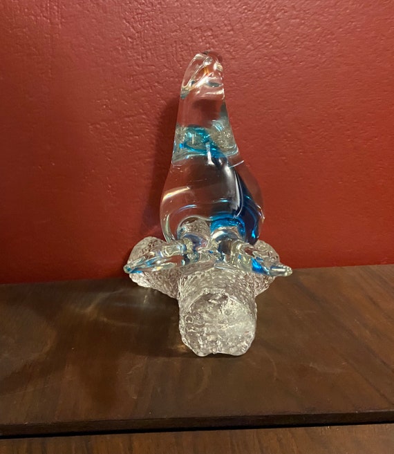 Vintage Rare Art Glass Blue/clear Bird - Vintage and Collectible
