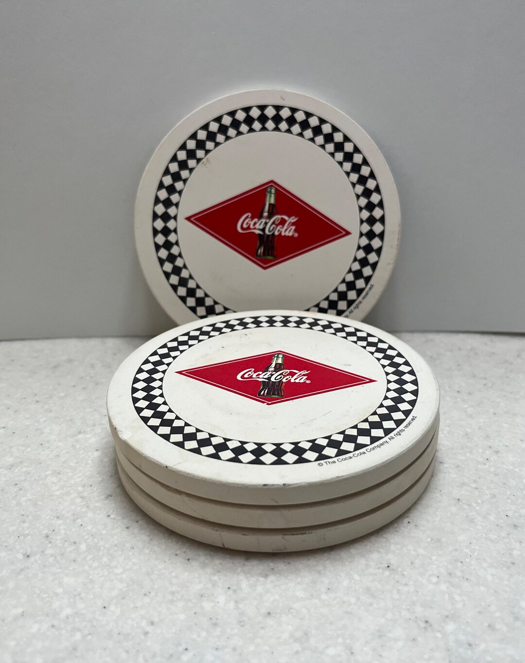 Vintage Collectible Set Of 4 Coca cola Nature Stone Coasters Absorbent Vintage Collectible Set Of 4 Coca cola Nature Stone Coasters Absorbent