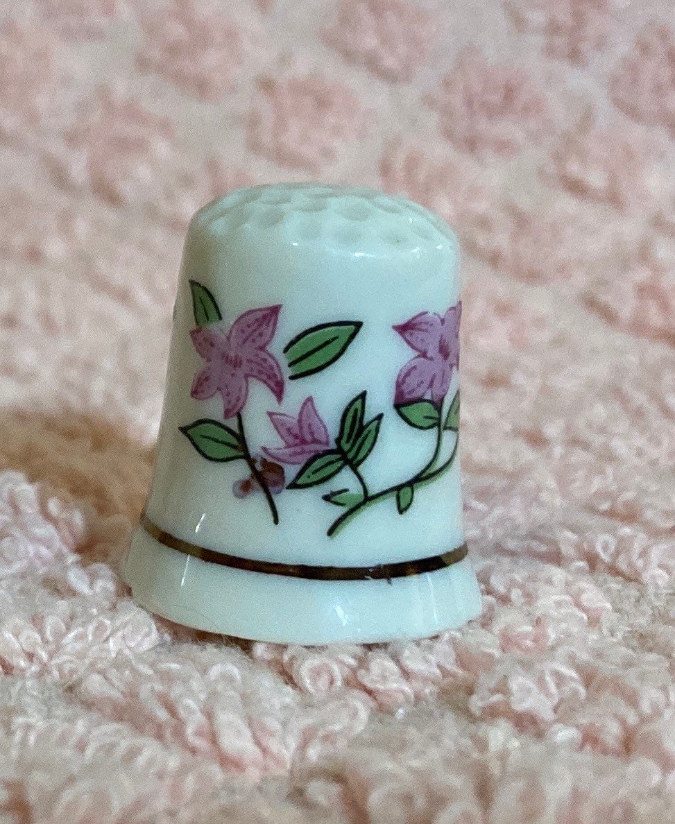 Birchcroft Porzellan Fingerhüte 3er Set - Handgefertigt In England Mit 18-karätigem Gold