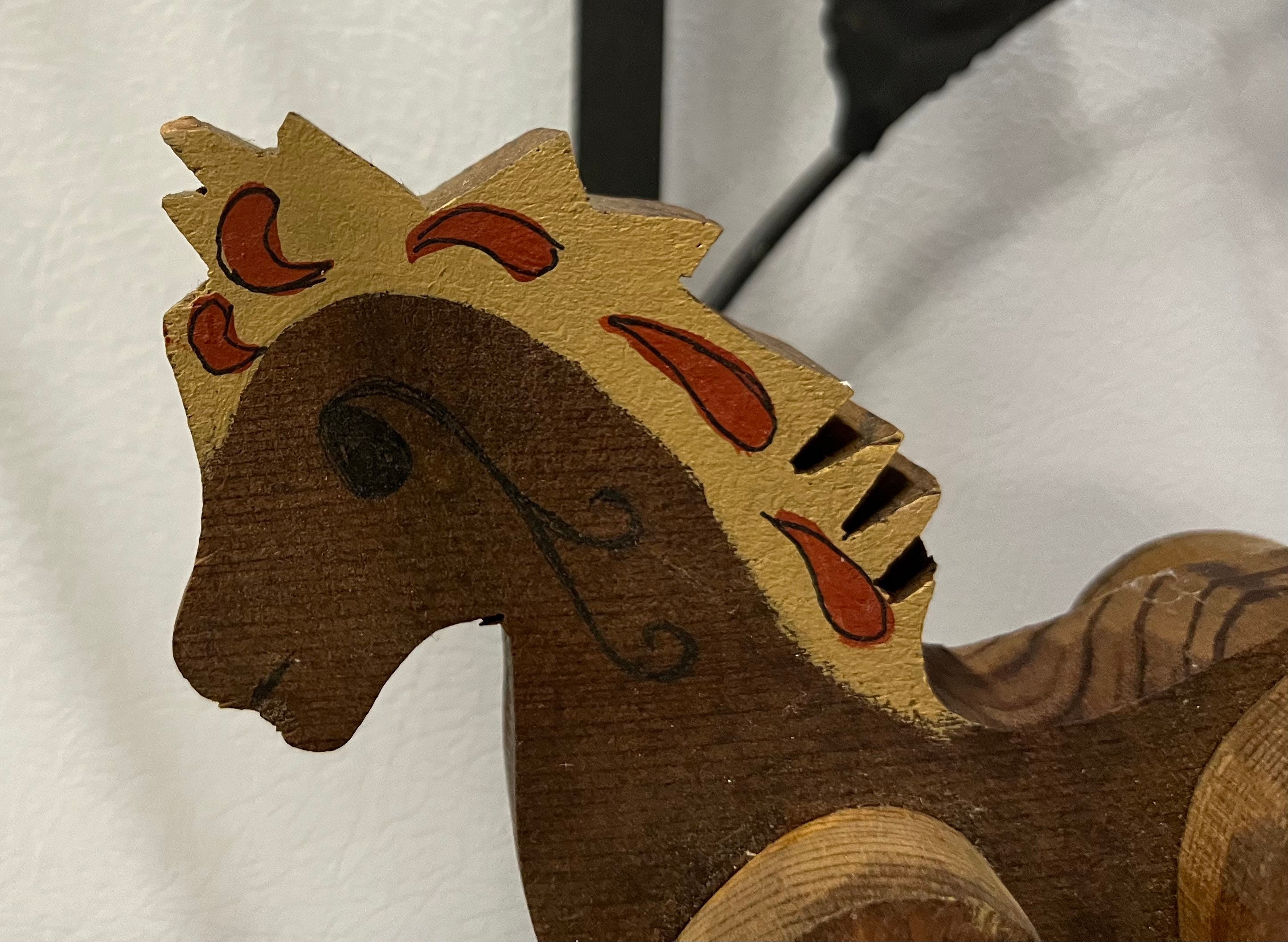 Vintage Collectible Wooden Rocking Horse Decor With Heart Etsy