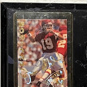 Vintage San Francisco 49ers QB Joe Montana gerahmte 8 Zoll x 6 Zoll X 0.75 Zoll Frontier 1994 signierte Karte