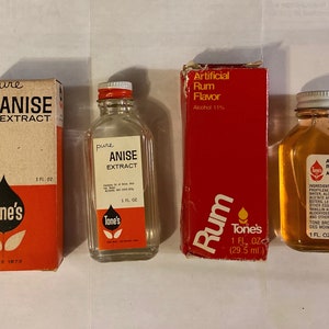 2 Vintage Tones Flavorings - Pure Anise Extract & Artificial Rum Flavor Original Boxes