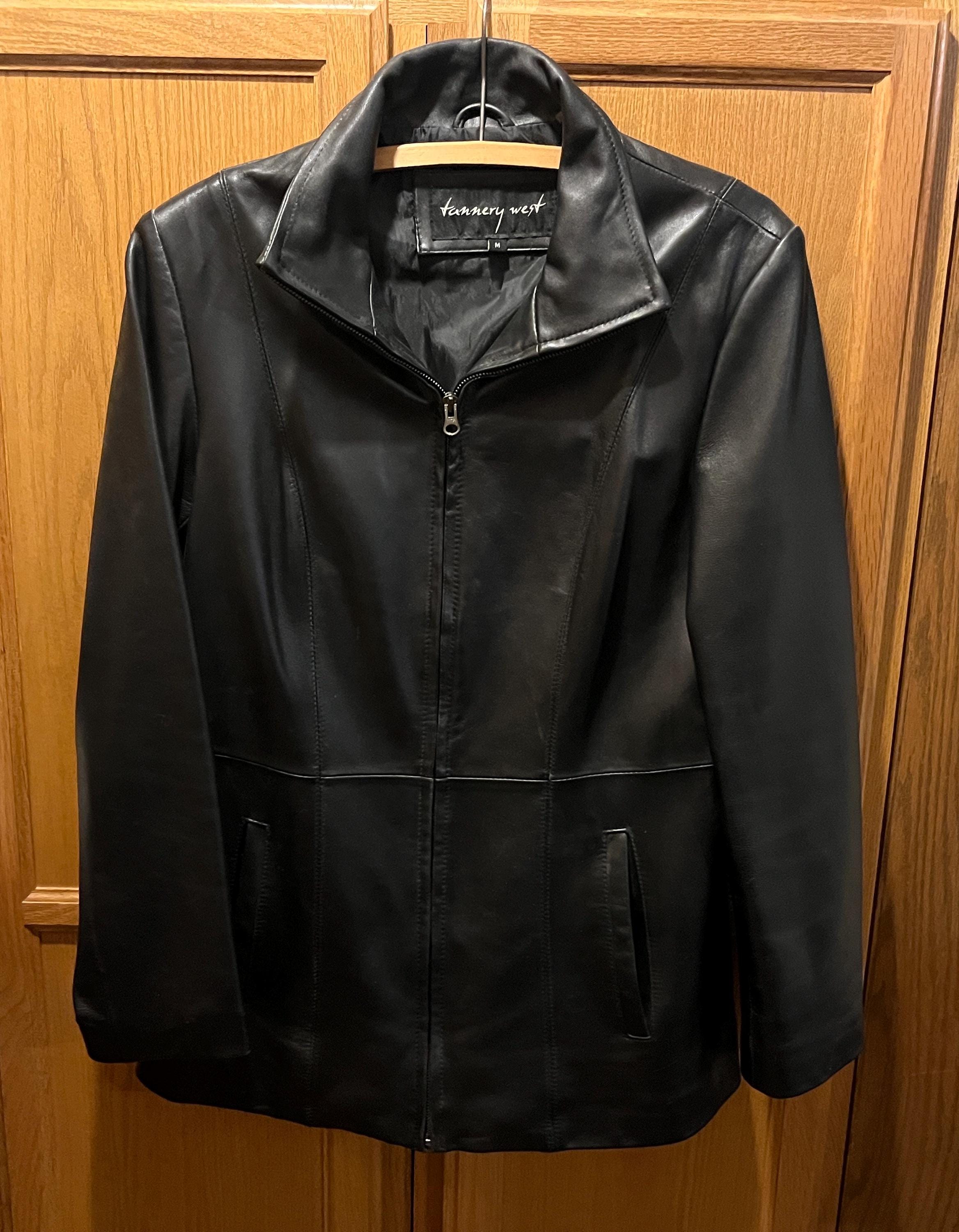 Tannery West レザーカーコート ジャケット ブラック M Vintage Tannery West Leather Jacket Size Medium - Etsy