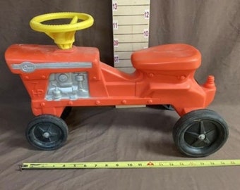 Vintage EMPIRE Blow Mold Plastic Ride On Tractor Orange RARE 21 X 16 Collectible Tractor