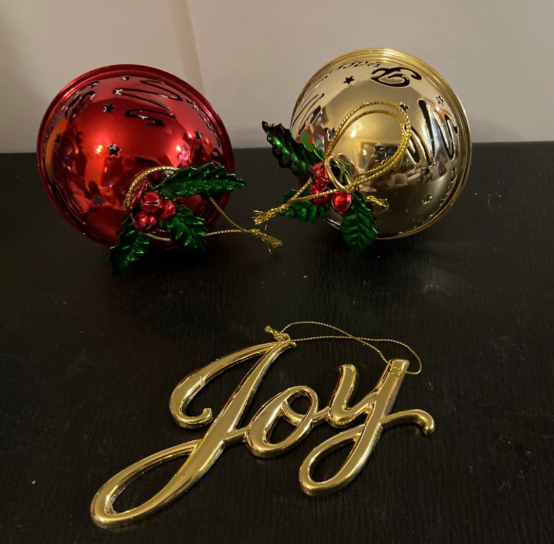 Beautiful Two 2 Large Bell Ornaments With Cutouts Saying Etsy