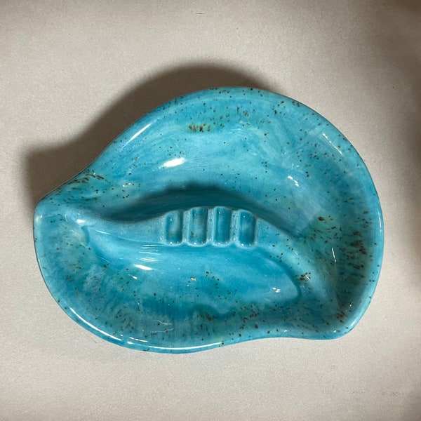 Vintage Collectible 1960s Aqua/Turquoise Ceramic Ashtray