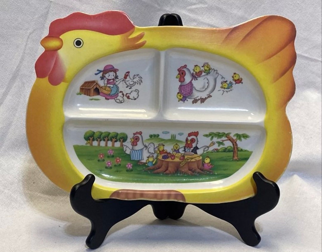 Melamine Wendy Divided Plastic Childs Plate Chicken Farm 