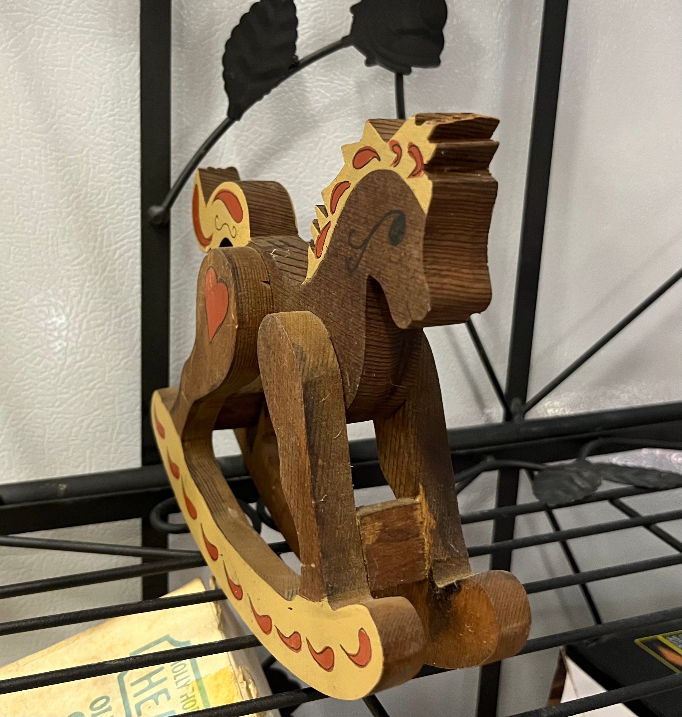Vintage Collectible Wooden Rocking Horse Decor With Heart Etsy