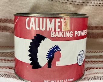 Vintage Calumet Baking Powder 5 Pound Can - American Indian Logo RARE