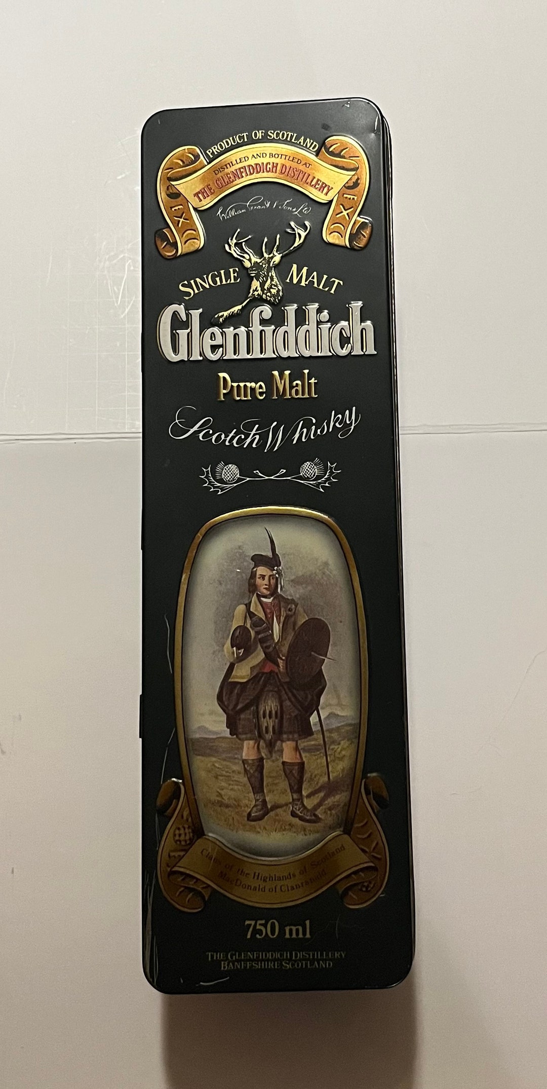 Vintage Collectible 1980s Glenfiddich Pure Malt Scotch Whiskey Aged 12