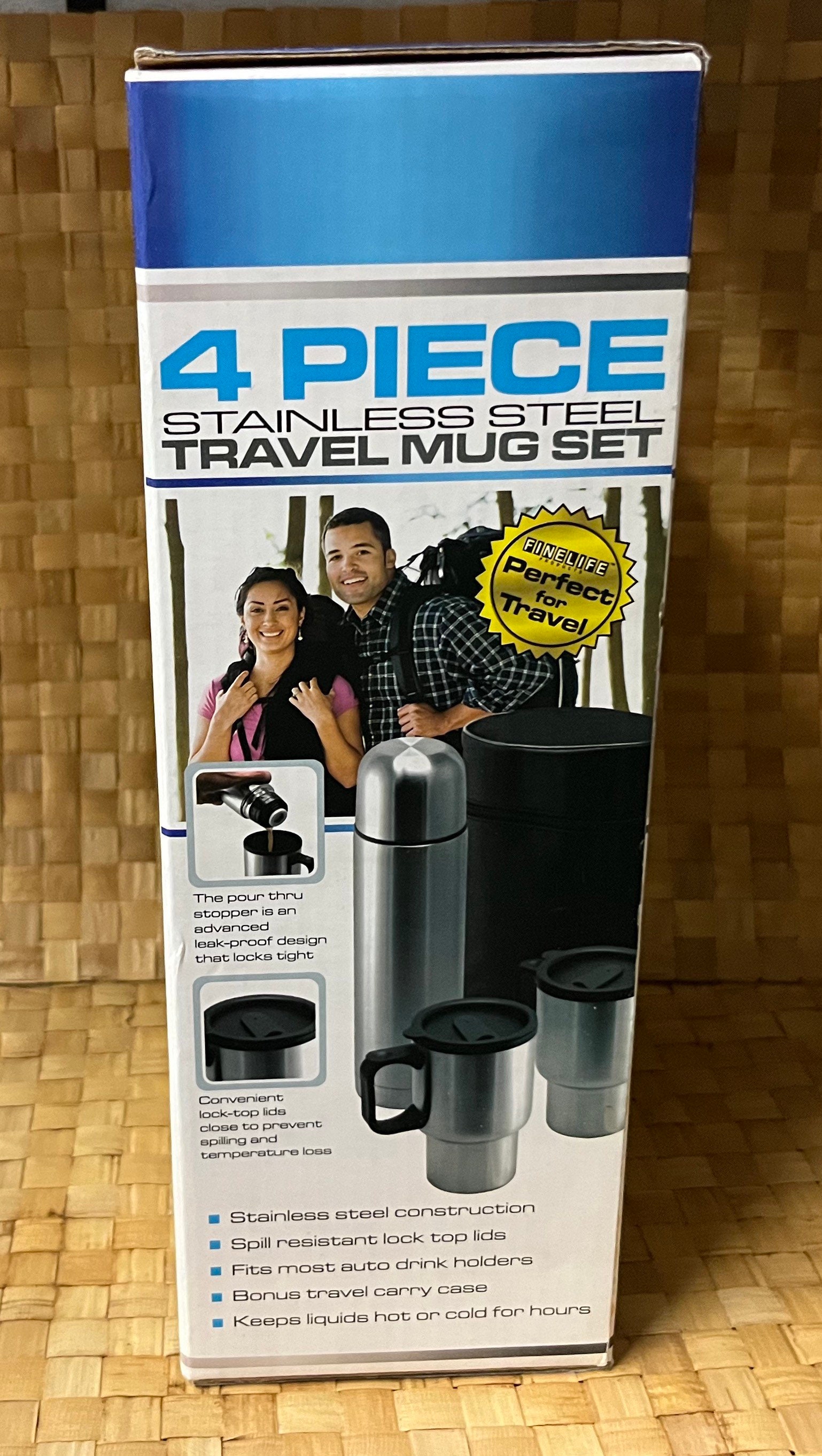 Stainless Steel Travel Mug Set - 2 Mugs/lids, Zipped & Strap Carry Case,  Thermos - Etsy