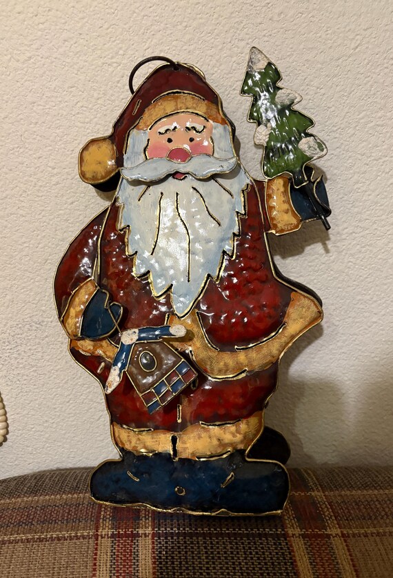 Vintage Metall Weihnachtsmann Selt Stehend Oder Hängend 18 