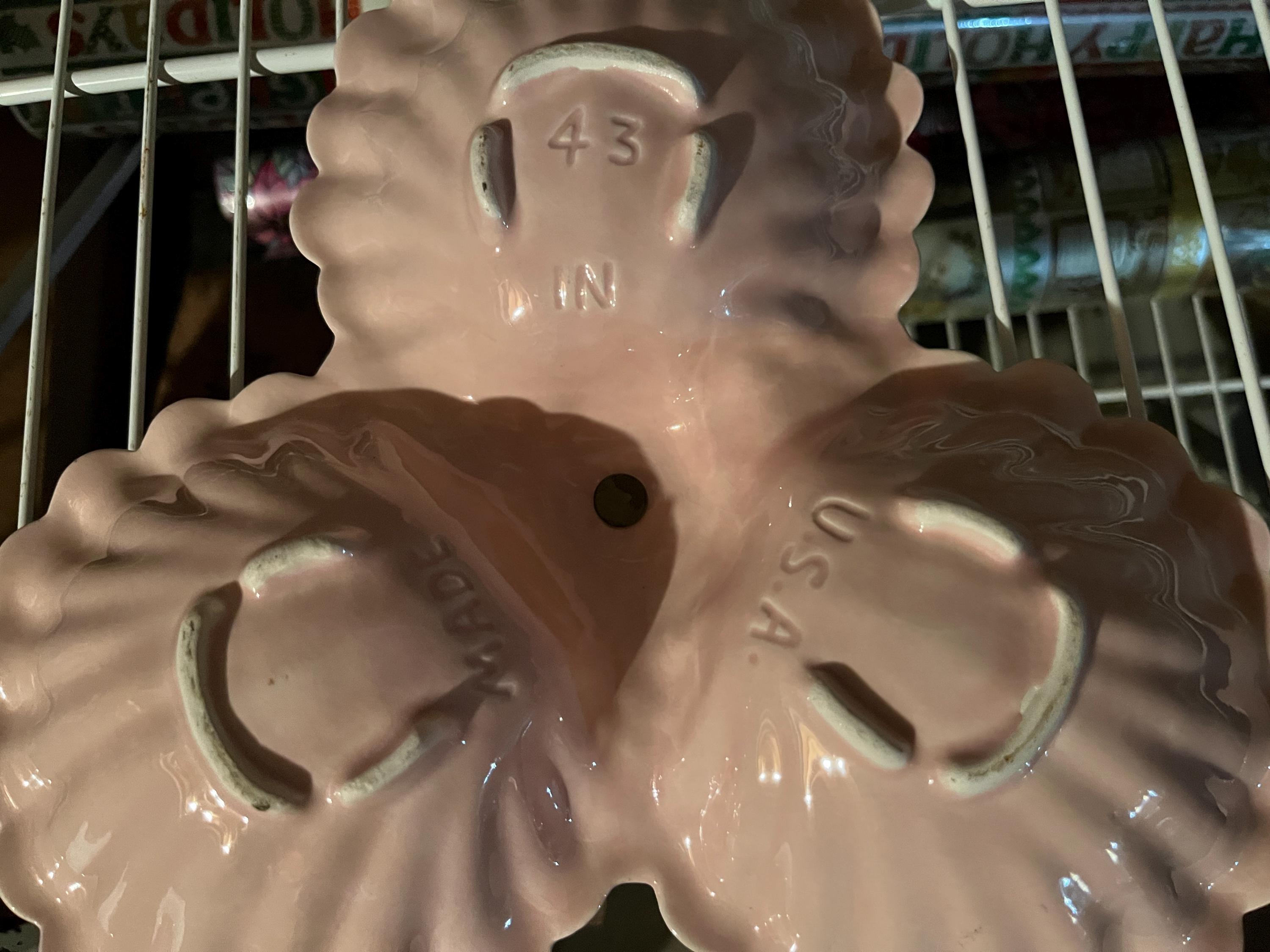 Vintage USA-43 Divided 3 Part Pink Shell With Handle Candy/serving Dish ...