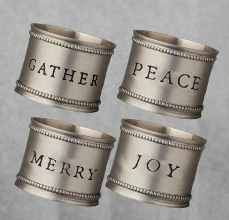 Hearth & Hand With Magnolia Pewter Napkin Rings 4 Piece Set