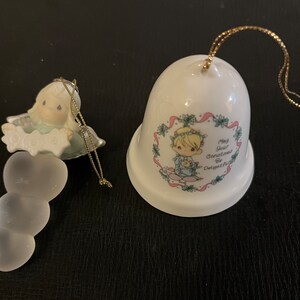 Vintage Enesco Precious Moments Porcelain Ornaments - Two (2) Ornaments