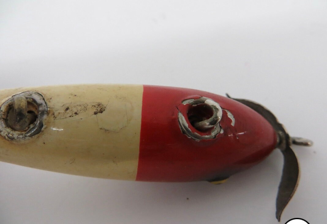 Ancien Leurre De Pêche South Bend Surf-Oreno En Bois, Années 1940