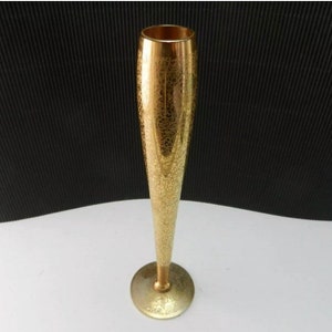 Vintage 1930s Ransgil 6” Glass Bud Vase - 22K Gold Encrusted Floral Pattern