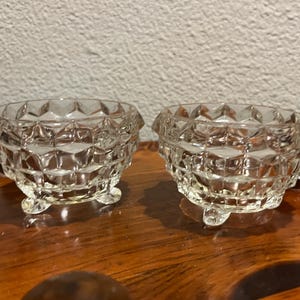 Vintage Fostoria American Clear Glass 3 Footed Open Sugar Bowl