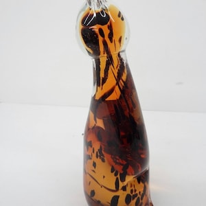 Vintage Large 9” Murano Style Hand Blown Amber Colored Cat