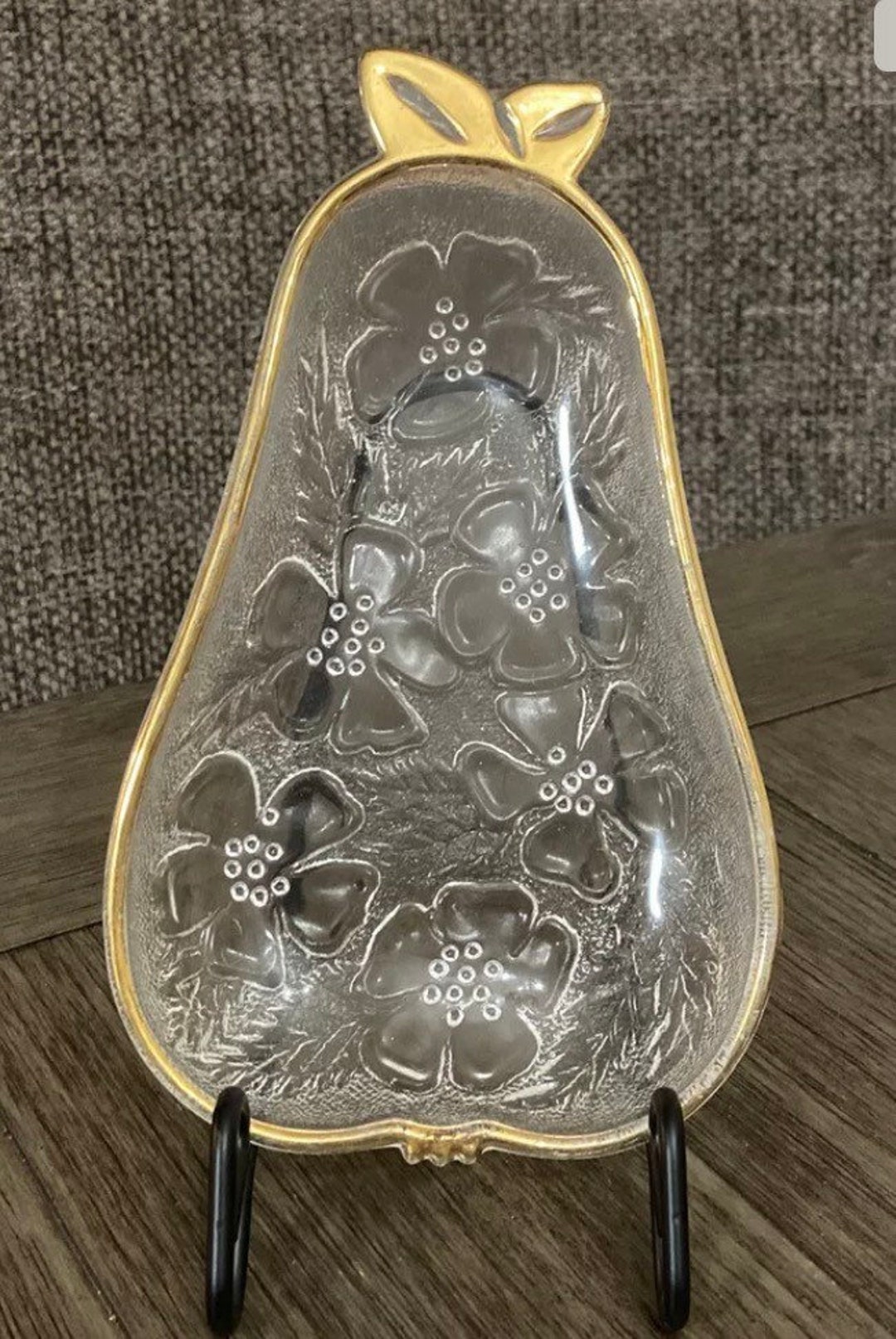 ヴィンテージ ヘーゼル アトラス ガラス 洋ナシ型 キャンディ/ナッツ皿