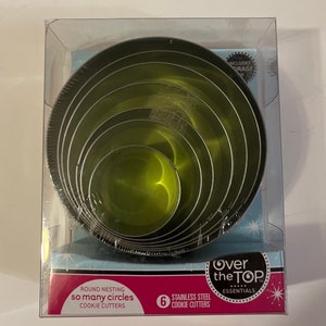 Vintage Collectible Over The Top Stainless Steel Circle Cookie Cutters With Case