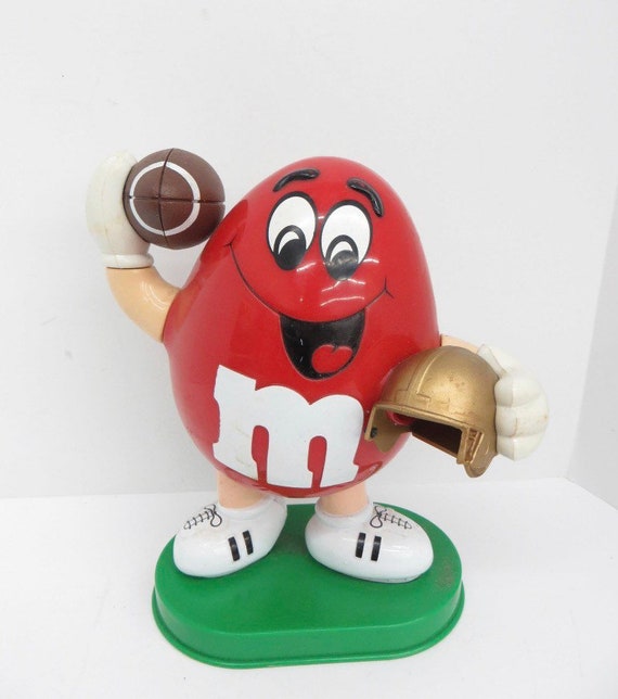 Vintage 1995 Collectible Red M&M Football Candy Dispenser 