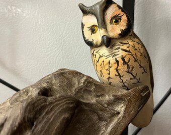 木彫りフクロウ像（手彫り・小型サイズ） 木彫りフクロウ像（手彫り・小型サイズ） 木彫りフクロウ像（手彫り