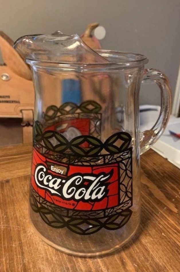 Vintage Collectible 1970s Coca-cola Pitcher Tiffany Style Large