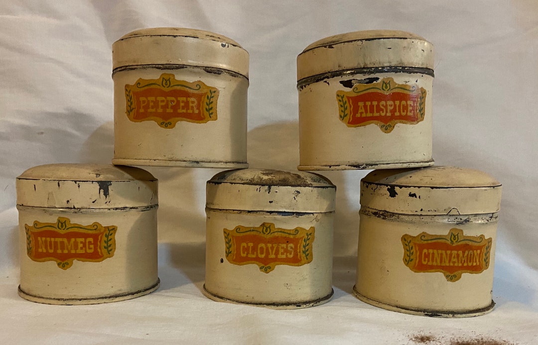Vintage Tin Spice Containers Etsy