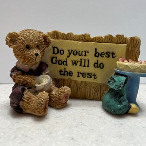 Vintage Collectible Bear With Cake & Saying ‘Do Your Best God Will Do The Rest’