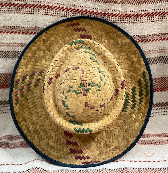 Vintage Mexican Straw Hat Sombrero (2) Handmade Old World Youth  14\