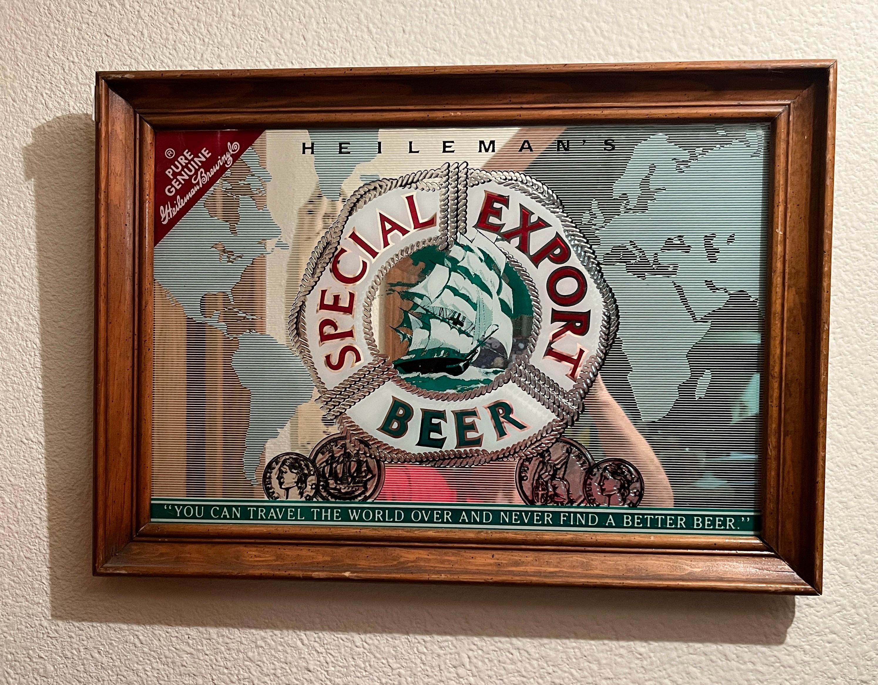 Vintage Heileman's Special Export Beer Wooden Frame 20.5” by 14.5