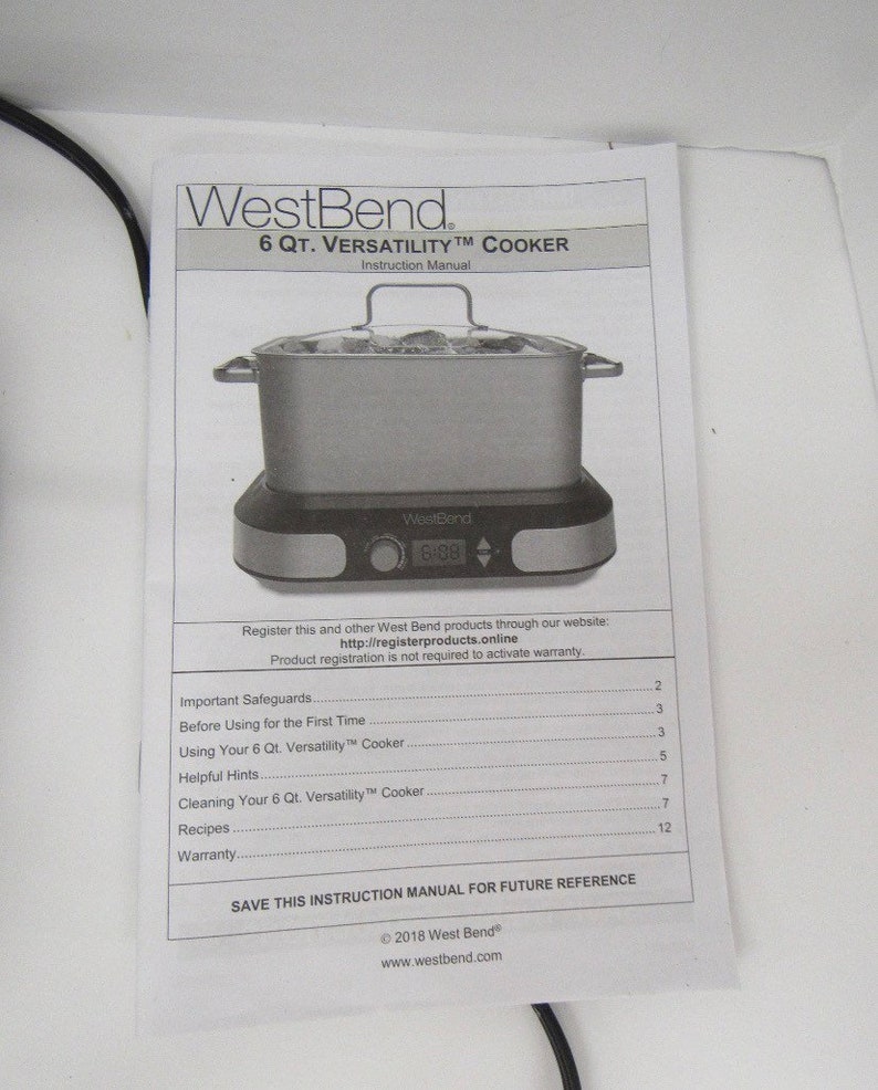 West Bend Model 87966 6 Quart Deluxe Versatility Cooker Etsy