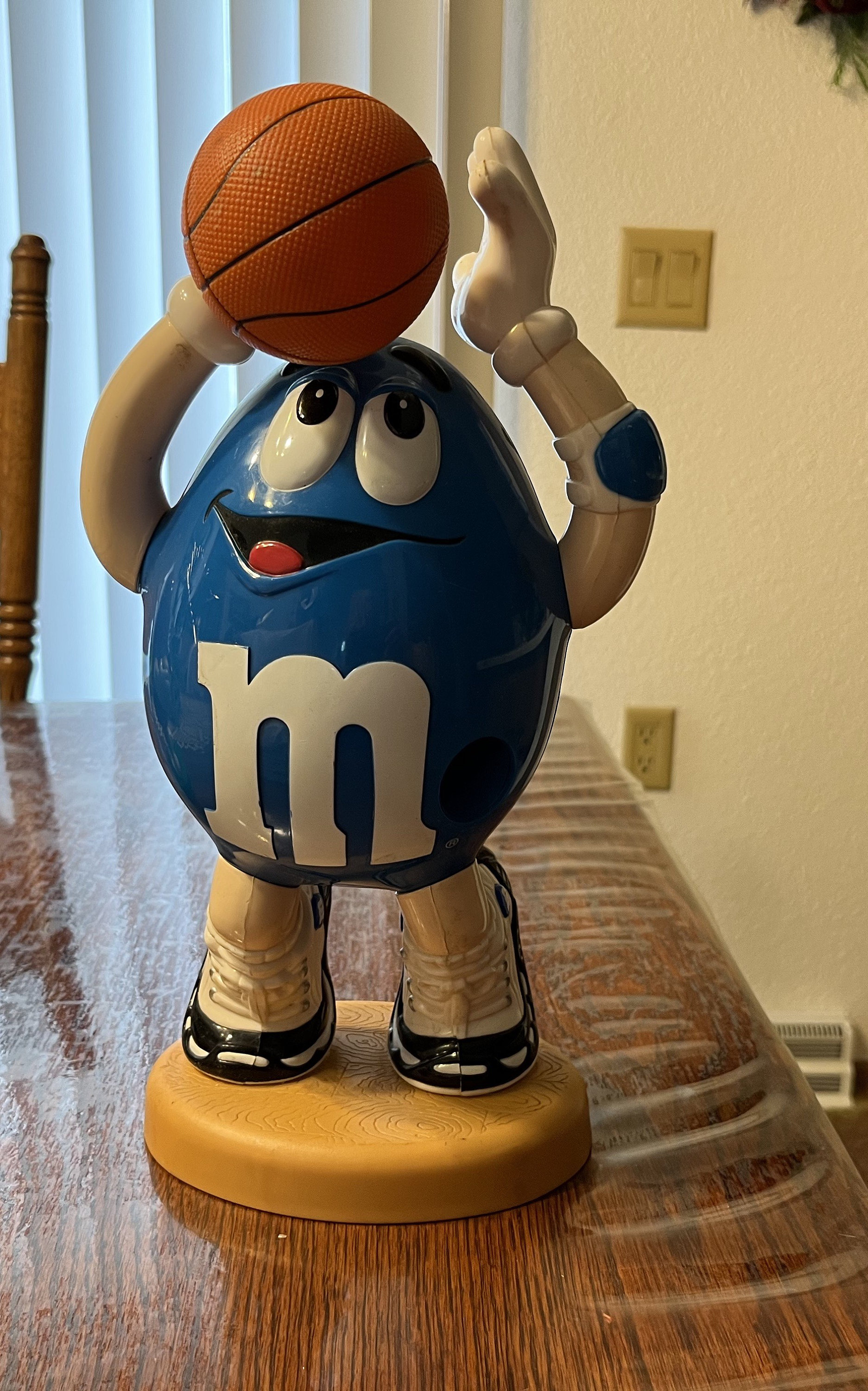 M&M Candy Character- Blue on Wheels w/Metal Base Store Display Height 52”  RARE!