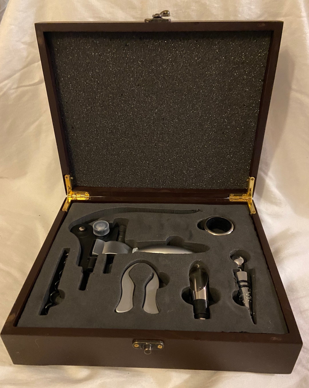 Connoisseur Corkscrew Deluxe Set in Wood Box Wine Bottle Opener Kitchen
