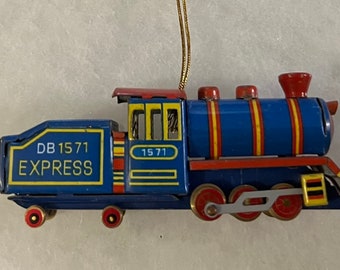 Vintage Collectible Tin Train Engine Tree Decoration Made in Germany