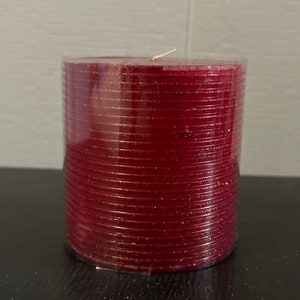 Beautiful Collectible Red Pillar Shaped Sparkly Candle
