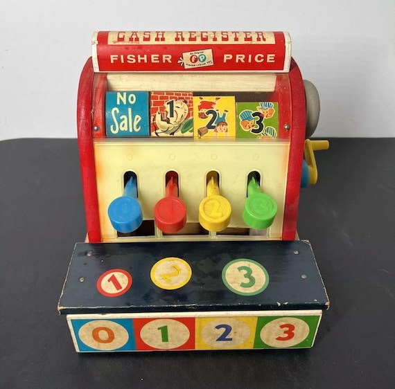 ヴィンテージ レア フィッシャープライス #972 木製レジスター 1960