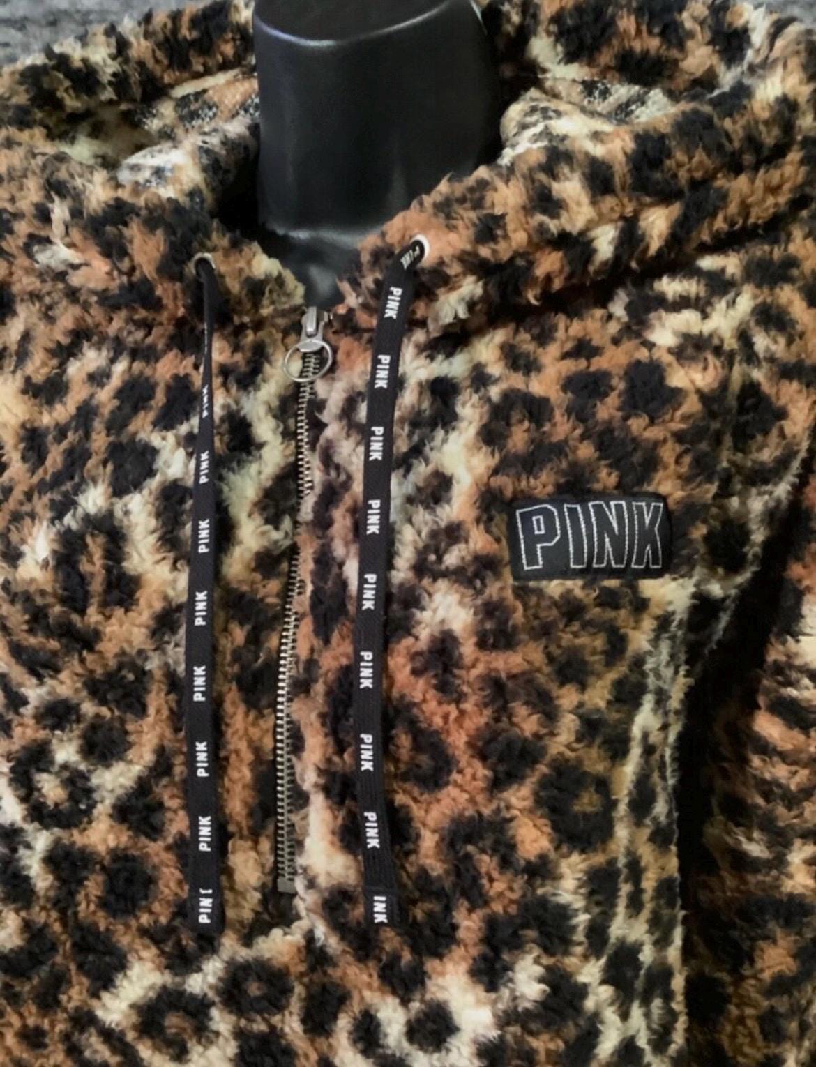 Pink leopard sherpa hoodie hot sale