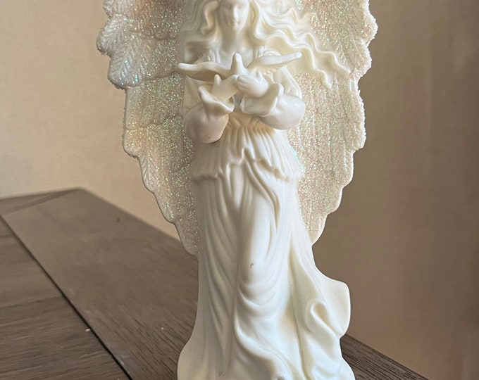 One Winged Angel Figure Vintage White Ceramic Winged Angel With Dove Figurine - Etsy