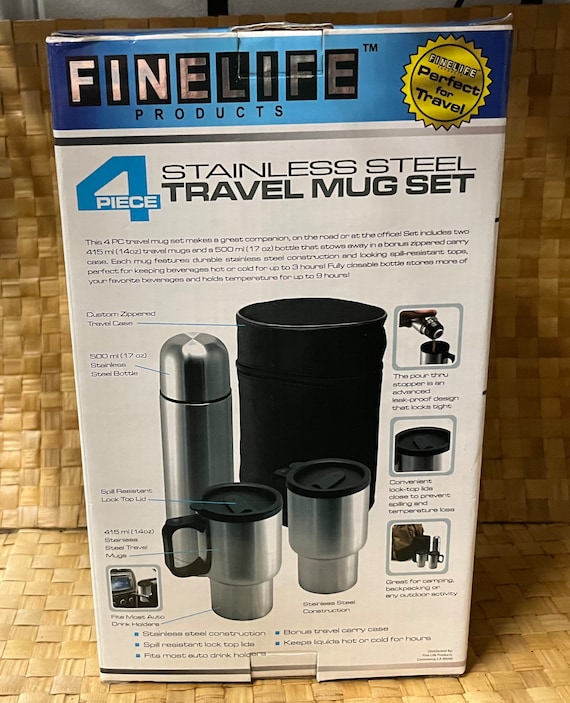Stainless Steel Travel Mug Set - 2 Mugs/lids, Zipped & Strap Carry Case,  Thermos - Etsy