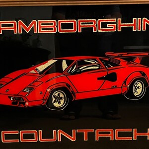 Vintage Lamborghini Countach Golden Foil Advertising Mirror - 22” X 18. ...
