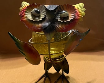 Cross Eyed Brightly Colored Owl - Solar Powered Untested