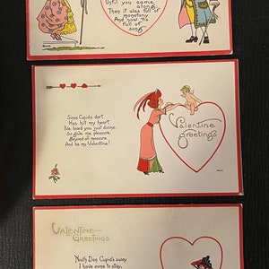 Antique Collectible 1914 Valentines Postcards - New Unused