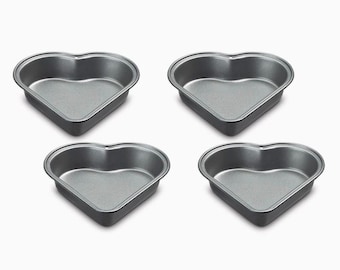 Juego de 4 moldes para tartas en forma de corazón, color gris oscuro
