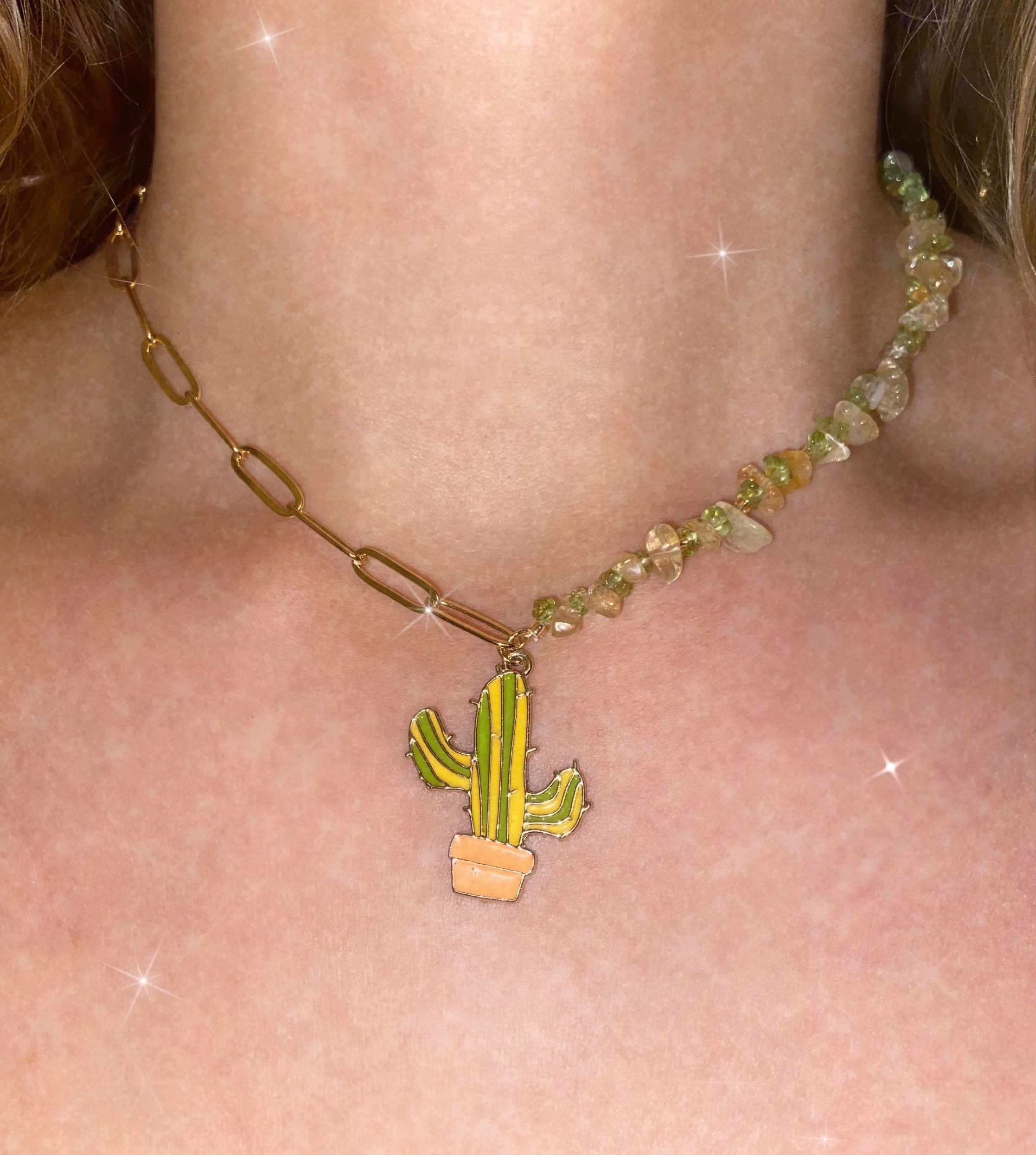Peridot and Citrine 14k Gold Paperclip 